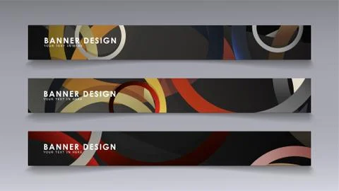 Rectangular vector banners against the background of stacked rings. compositi Stock Illustration