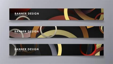Rectangular vector banners against the background of stacked rings. compositi Stock Illustration
