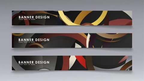 Rectangular vector banners against the background of stacked rings. compositi Stock Illustration