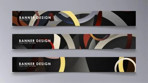 Rectangular vector banners against the background of stacked rings. compositi Illustrazione stock
