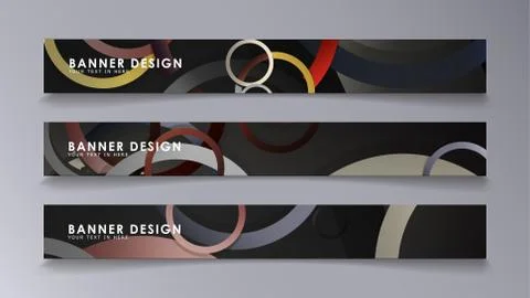 Rectangular vector banners against the background of stacked rings. compositi イラスト素材
