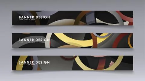 Rectangular vector banners against the background of stacked rings. compositi Illustrazione stock
