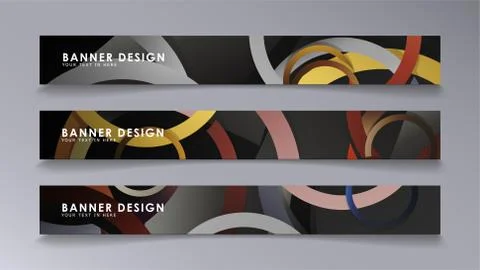 Rectangular vector banners against the background of stacked rings. compositi Illustrazione stock