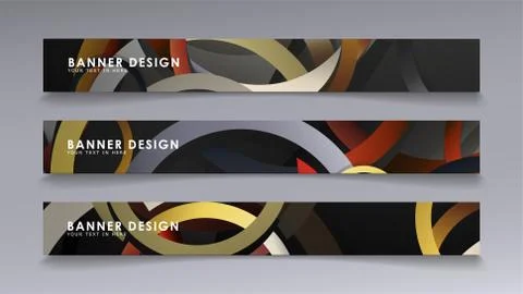 Rectangular vector banners against the background of stacked rings. compositi Stock Illustration
