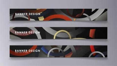 Rectangular vector banners against the background of stacked rings. compositi 库存插图
