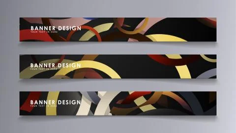 Rectangular vector banners against the background of stacked rings. compositi Stock Illustration