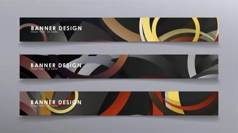 Rectangular vector banners against the background of stacked rings. compositi Stock Illustration