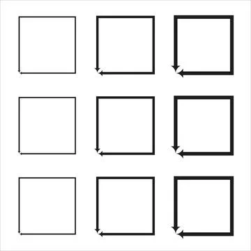 Rectangular vector frame. black square shape borders. Set of design elements. Stock Illustration