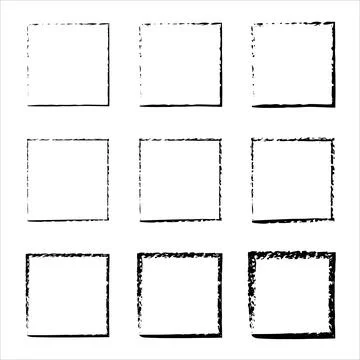 Rectangular vector frame. borders set. Grunge style set of square shapes. Stock Illustration