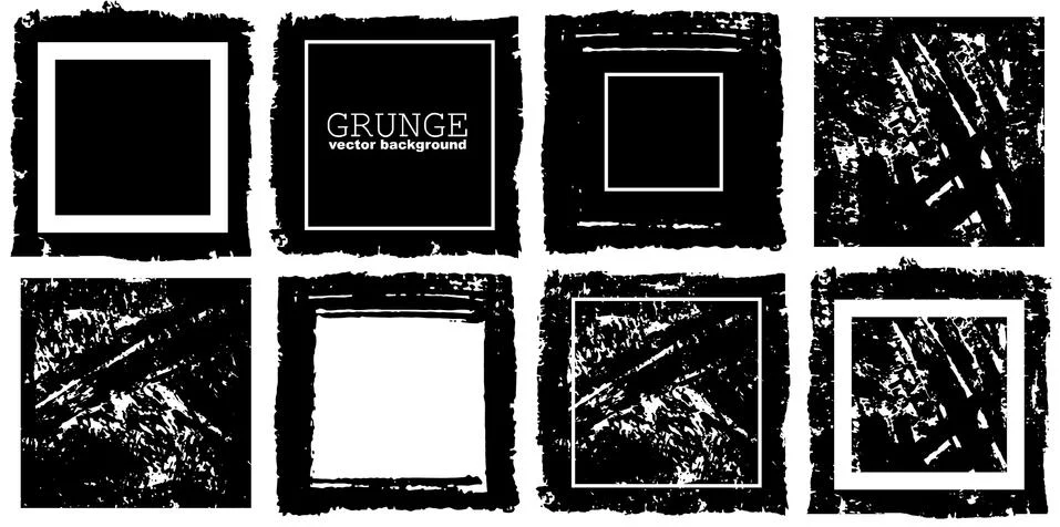 Rectangular vector frame. Grunge ink illustration. Hand drawn brush strokes. Stock Illustration