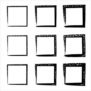 Rectangular vector frame. Grunge ink illustration. Set of design elements. 스톡 일러스트