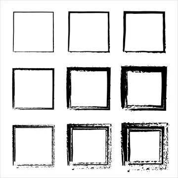 Rectangular vector frame. Vector black painted squares. Set of grunge square. Stock Illustration