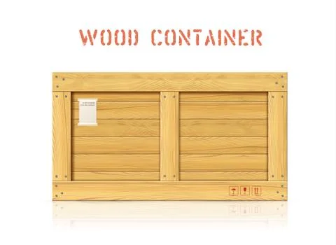 Rectangular vector wood container with blank for shipping address Stock Illustration