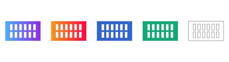 Rectangular Ventilation Grille Vector Set Stock Illustration