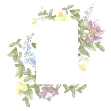 Rectangular vertical banner made of. floral arrangement of watercolor flowers Stock Illustration