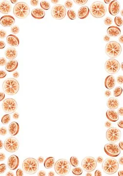 Rectangular vertical frame with oranges for decoration and photo design, prin Illustrazione stock