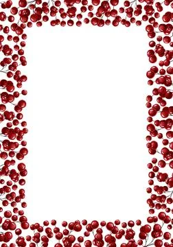 Rectangular vertical framewith red berries for decoration and decoration of p Stock Illustration