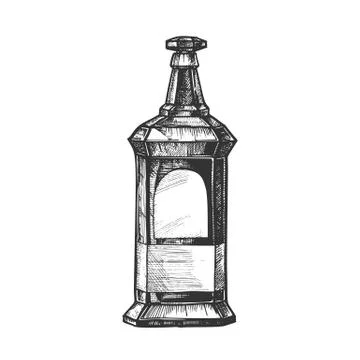Rectangular Vintage Whisky Booze Bottle Stock Illustration