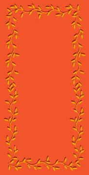 Rectangular vintage yellow color frame with shadow from branch Stock Illustration