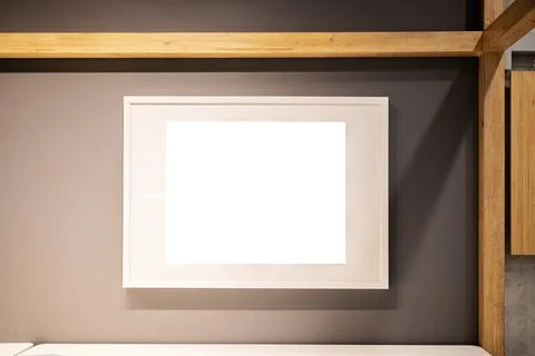 Rectangular wall picture ot photo frame mockup isolated on light background. Stock Photos