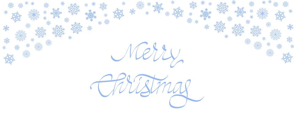 Rectangular wave border made of blue snowflakes, isolated on white backgrou.. Stock Illustration