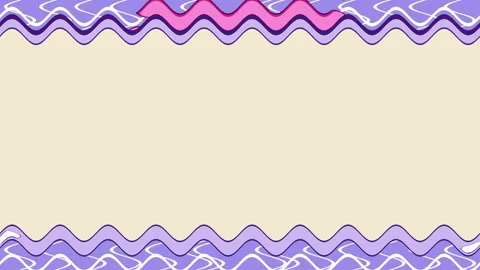 Rectangular wavy blue with white lines horizontal frame on cream screen. Mo.. Stockbeeldmateriaal 270315696