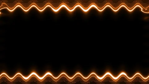 Rectangular wavy colorful neon glowing orange square frame, horizontal fram.. Stockbeeldmateriaal 270314881