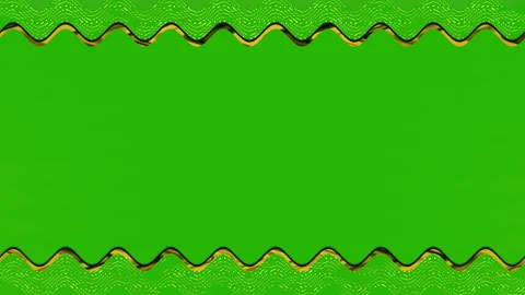 Rectangular wavy, neon glowing gold, square frame, horizontal frame on gree.. Stock Footage 270315242