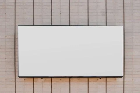 Rectangular white blank billboard striped wall . High quality and resoluti... Stock Photos