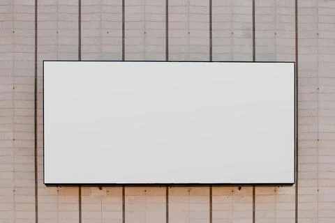Rectangular white blank billboard striped wall . High quality and resolutio.. Stock Photos