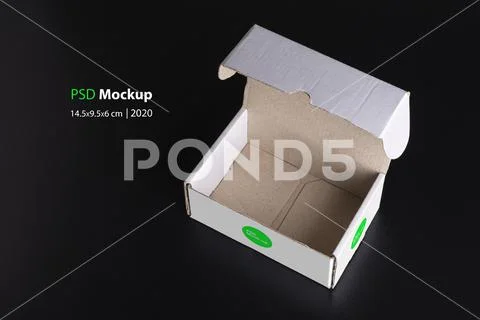 Rectangular white box on black background mock-up series PSD Template