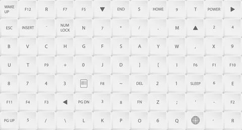 Rectangular white computer keyboard buttons with Illustrazione stock