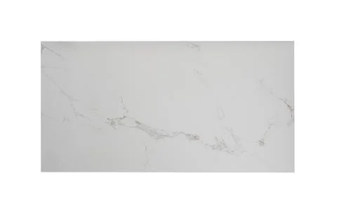 A rectangular white marble slab featuring delicate grey and gold veining against Stockfoto's