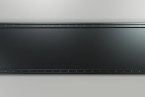 Rectangular white plate on black and white background with rivets Illustrazione stock