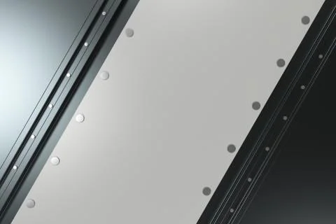 Rectangular white plate on black background with rivets Stock Illustration