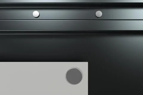 Rectangular white plate on black background with rivets Stock Illustration