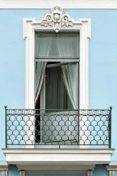 Rectangular window with balcony. Фото