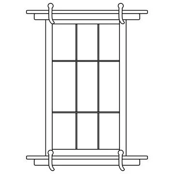 Rectangular window outline for house isolated on white background. Clipart. Illustrazione stock