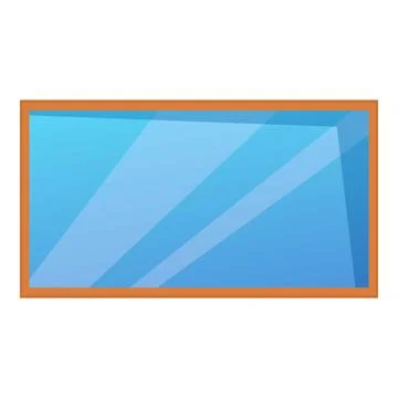 Rectangular window reflecting blue sky with clouds Ilustración de archivo