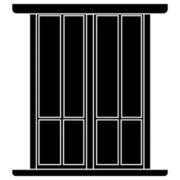 Rectangular window silhouette for house isolated on white background. Clipart Stockillustratie