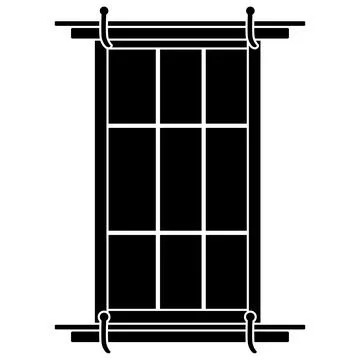 Rectangular window silhouette for house isolated on white background. Clipart Illustrazione stock