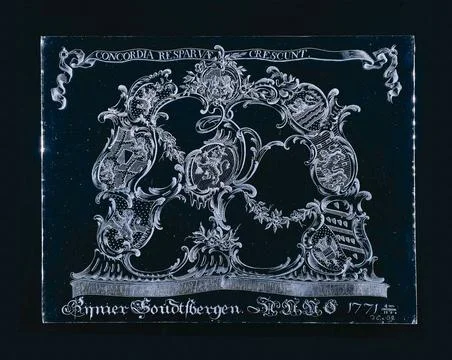 . Rectangular window, on which the coat of arms of the Republic of the Uni... Foto stock