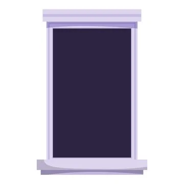 Rectangular window with white frame providing view of darkened interior Ilustración de archivo