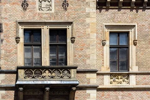 Rectangular windows with balcony. Stock Photos