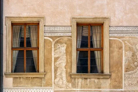 Rectangular windows on beige. Stock Photos