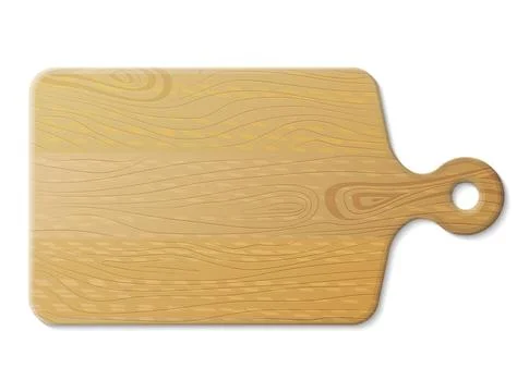Rectangular wooden cutting board in light color, top view Stock Illustration
