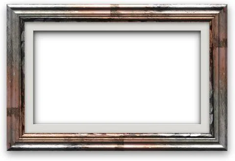 Rectangular wooden frame displaying a white mat, providing copy space with a Stock Photos