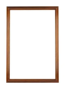 Rectangular wooden frame for painting or picture isolated on a white backgrou Stock Photos