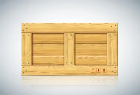 Rectangular wooden vector shipping container for fragile freight Stock Illustration