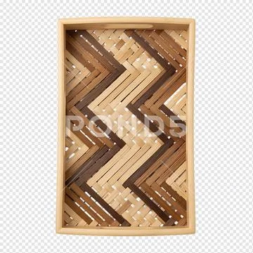 Rectangular Woven Bamboo Tray Isolated on Transparent Background Modello PSD